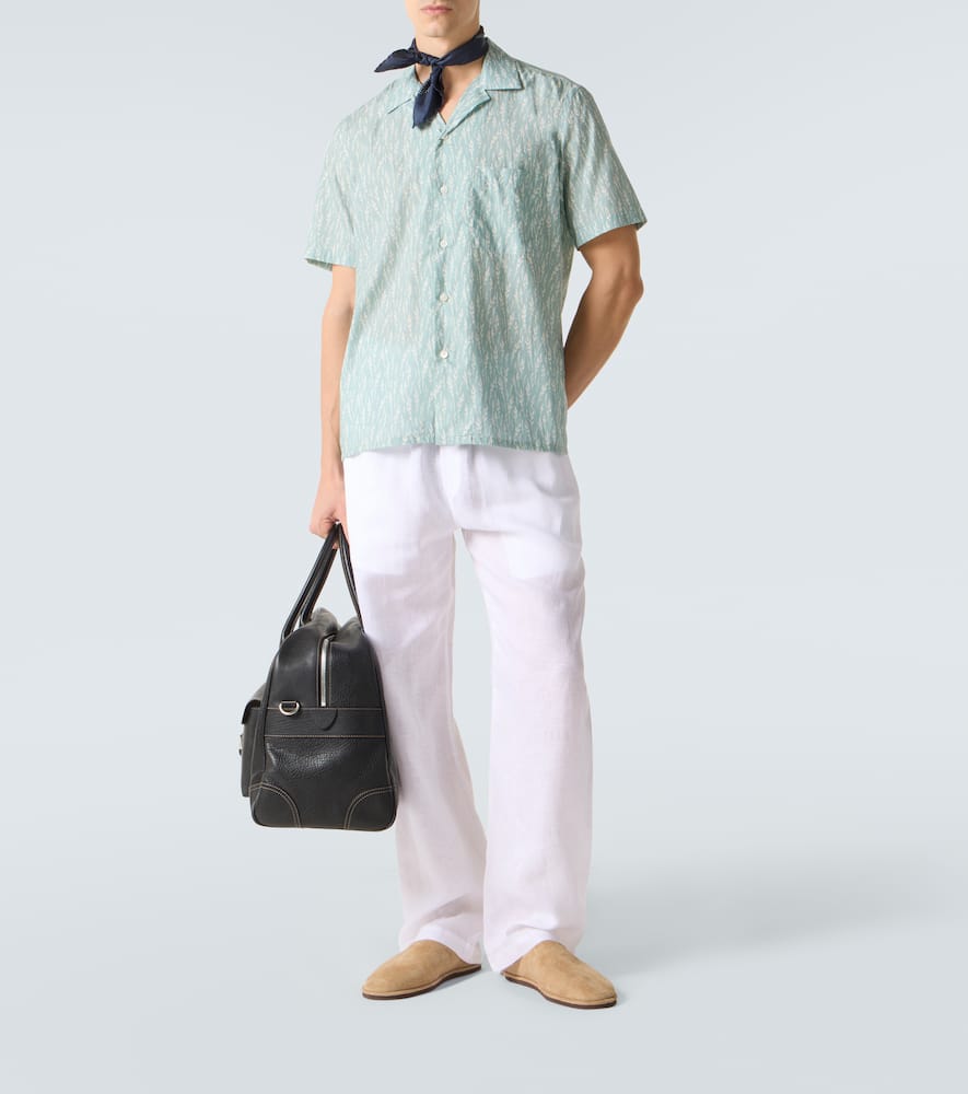 Printed cotton-blend bowling shirt