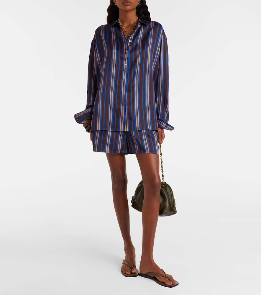 Maya striped silk charmeuse pajama shirt