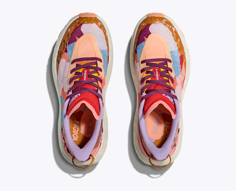 HOKA Speedgoat 6 Studio Proba Shoes in Cadmium Orange/Whisper Green