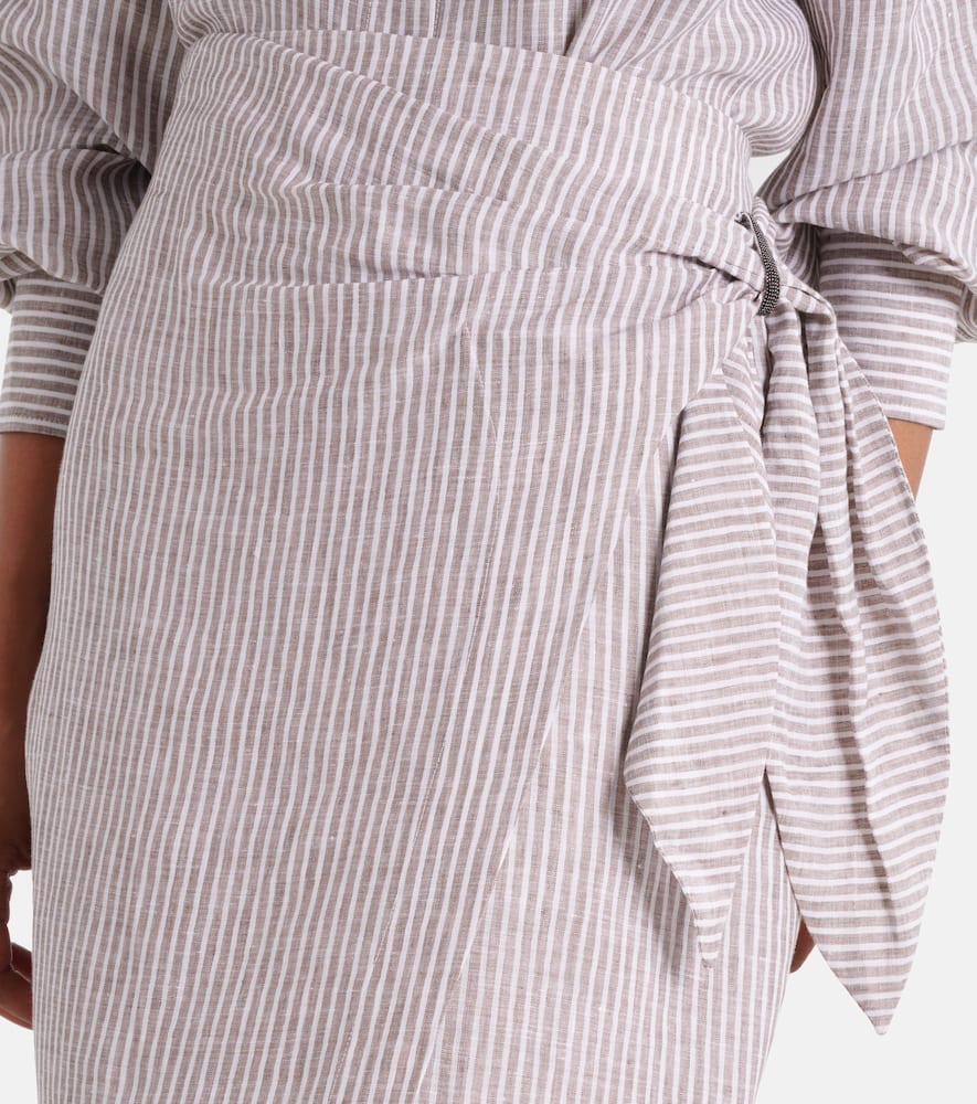 Striped linen wrap skirt