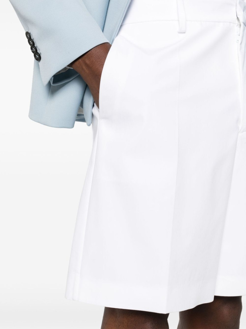 White Wool Blend Bermuda Shorts