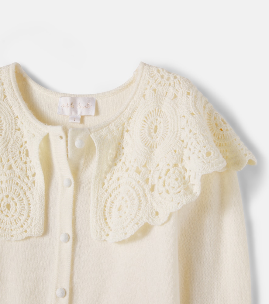 Crochet-trimmed cotton-blend cardigan