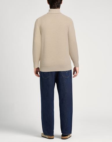 Man Turtleneck Beige Size L Virgin Wool
