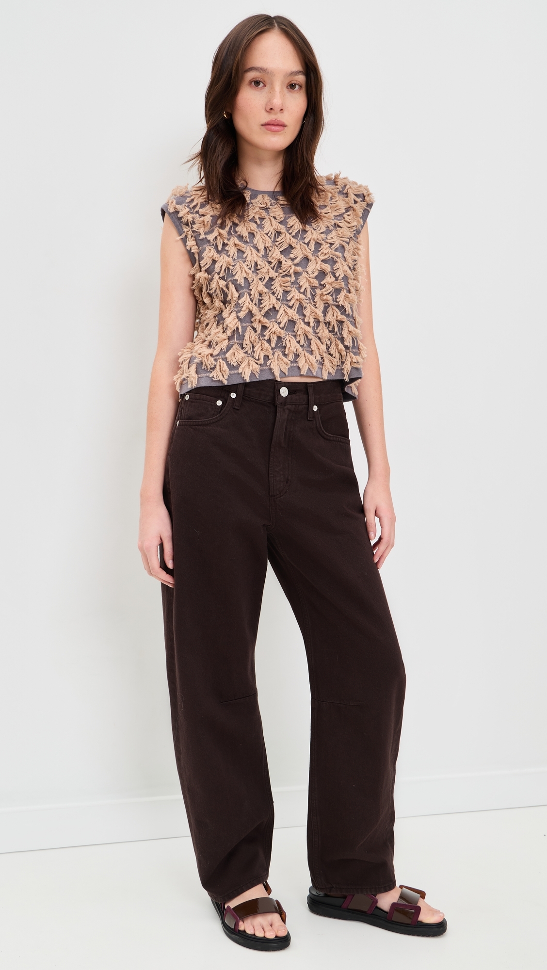 Hazlitt Fringe Top Dusty Mauve/Blush