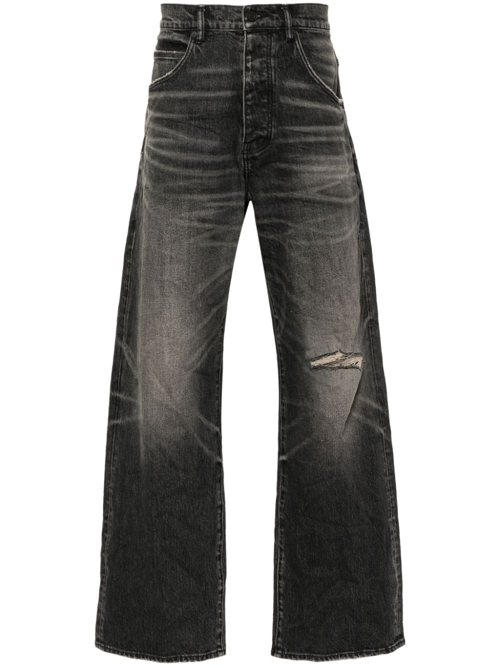 P018 mid-rise wide-leg jeans - Black