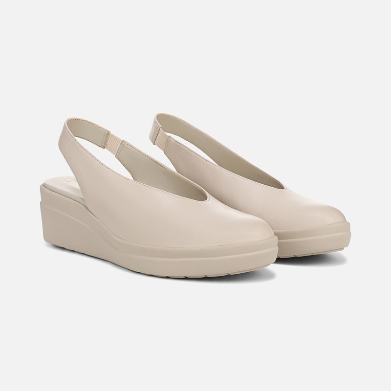 Sutton Slingback Wedge Shoes, Porcelain Leather