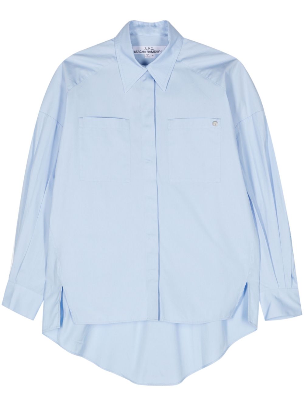 High-low hem poplin shirt - Blue