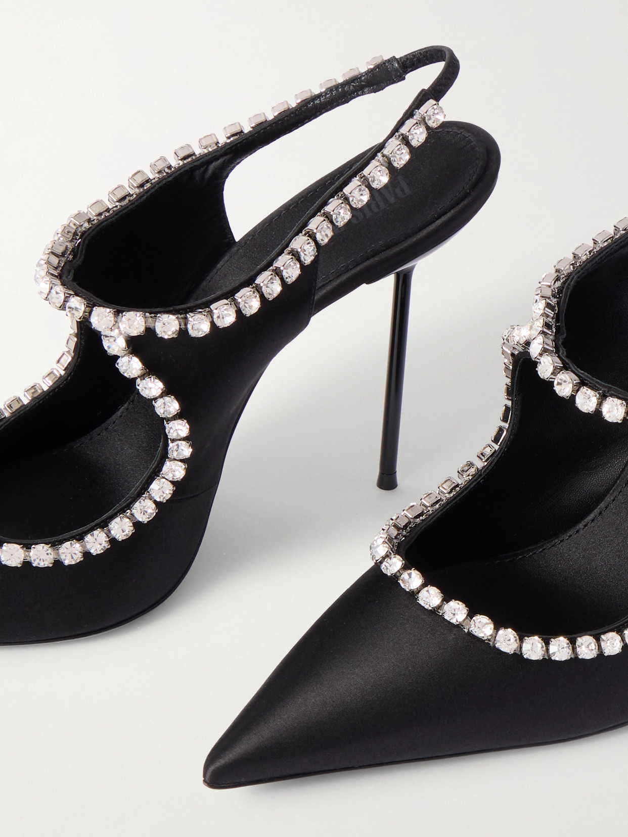 Lidia Crystal-embellished Satin Mary Jane Pumps - Black