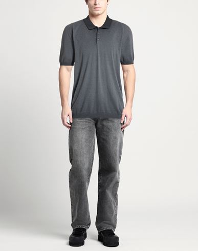 Man Polo shirt Charcoal Size 44 Cotton