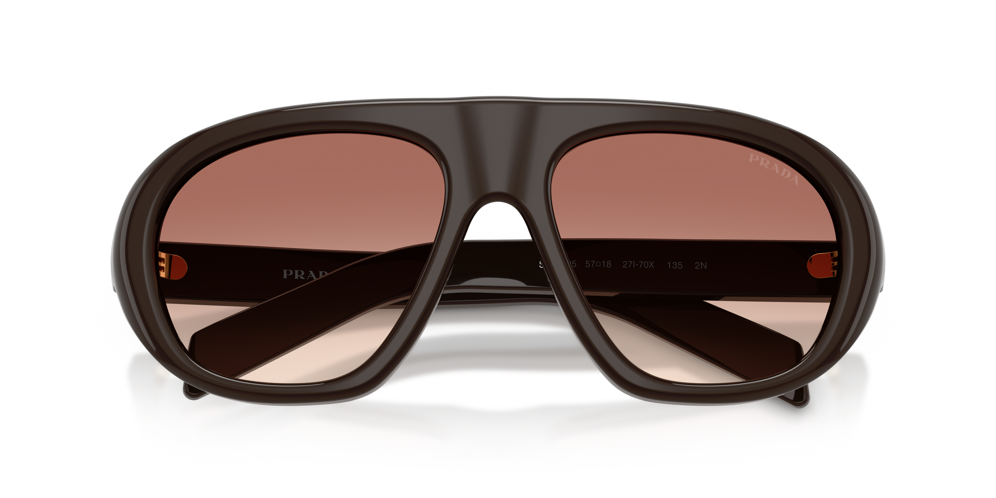 Prada Woman Prada PR C05S 27I70X Sunglasses Acetate Brown Brown Geometric Normal Nuanced