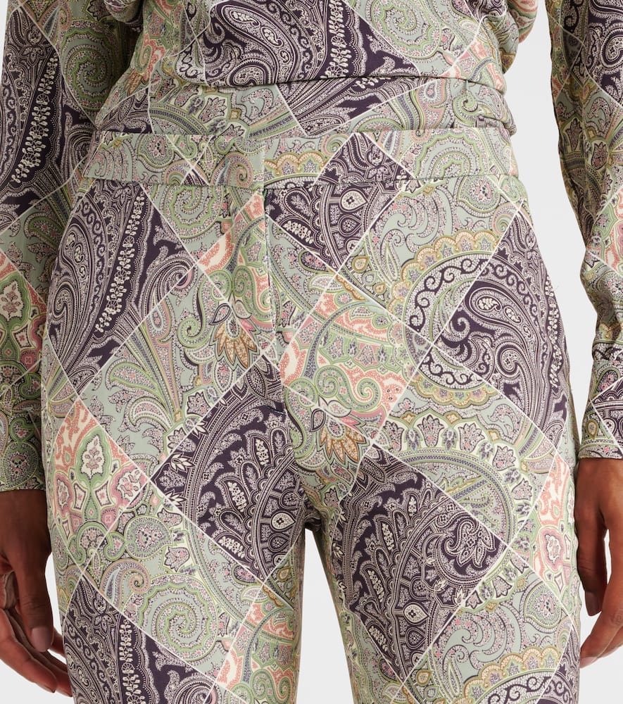 Paisley high-rise flared pants