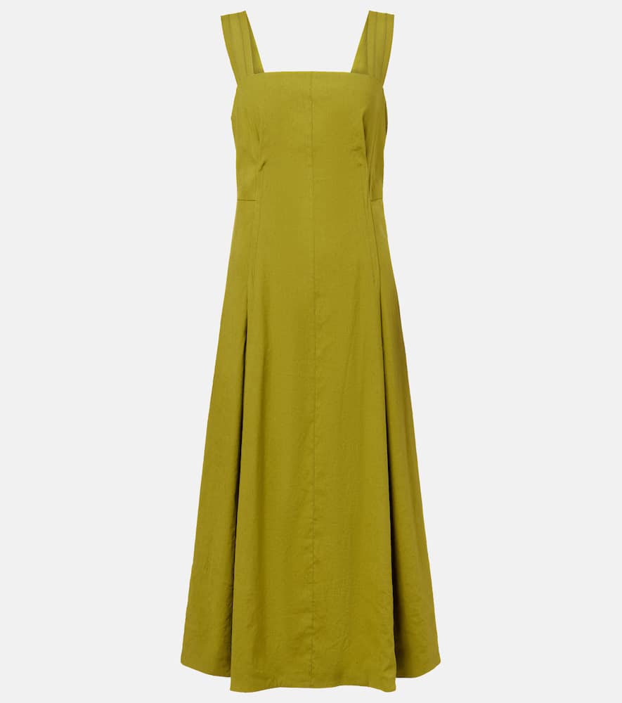 Linen-blend midi dress