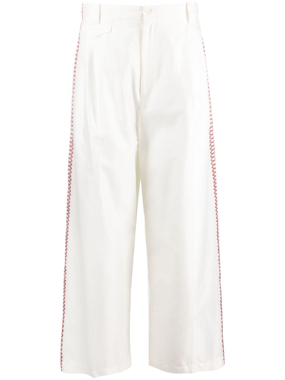 Tape-detail wide-leg trousers - White