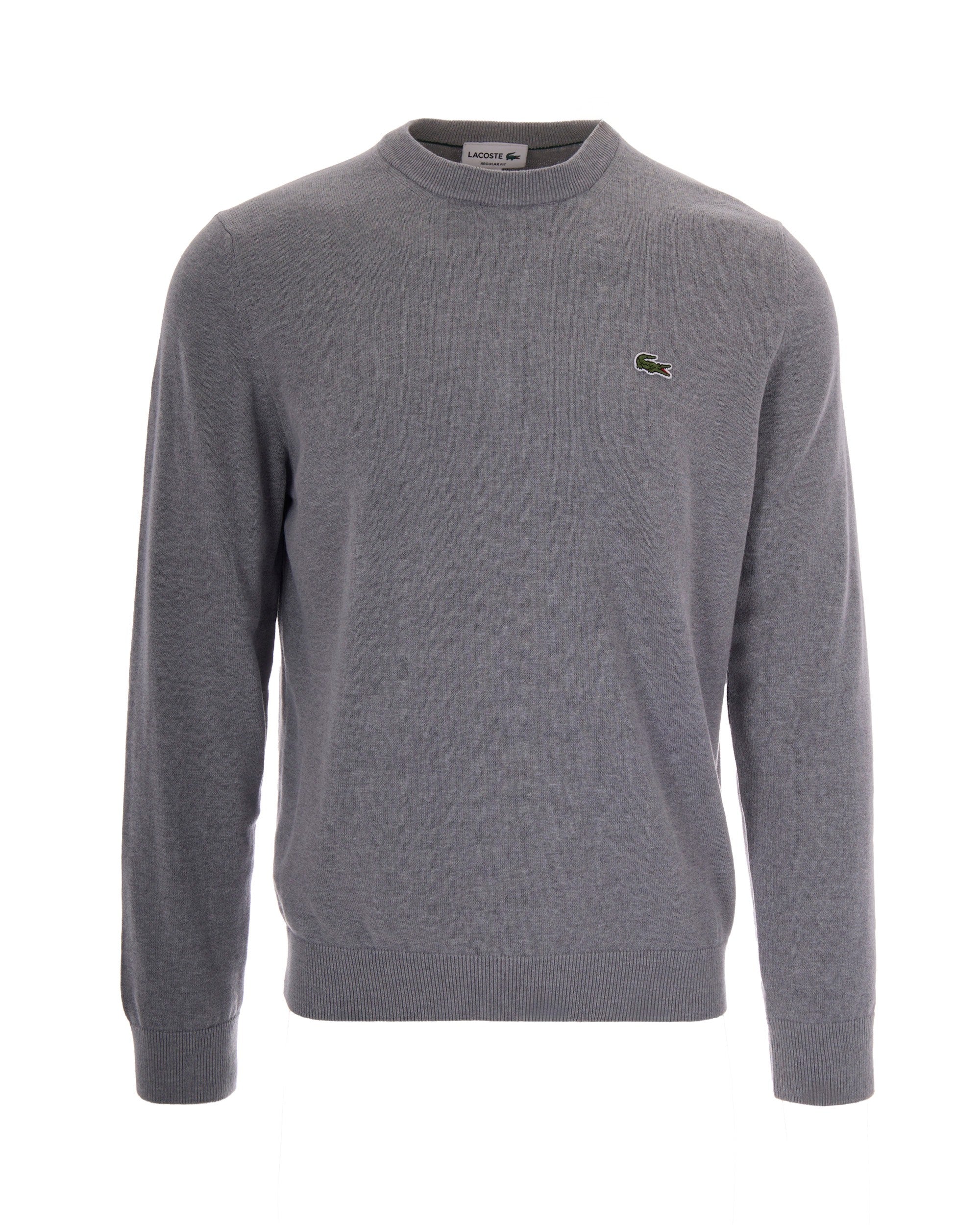 Cotton-Jersey Crewneck Sweater — Gray