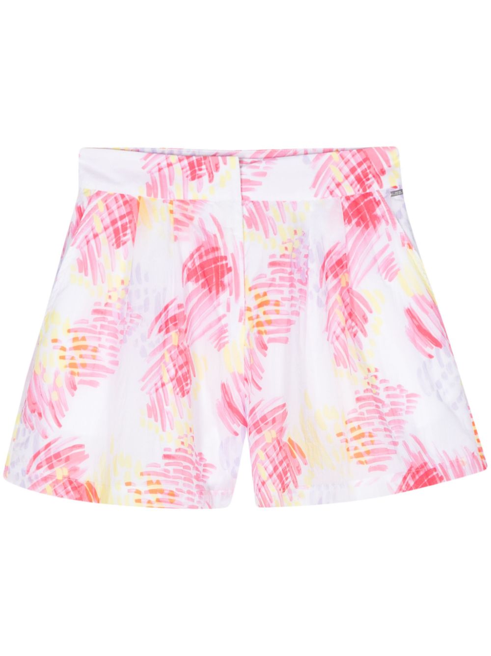 Abstract-print pleated shorts - Pink