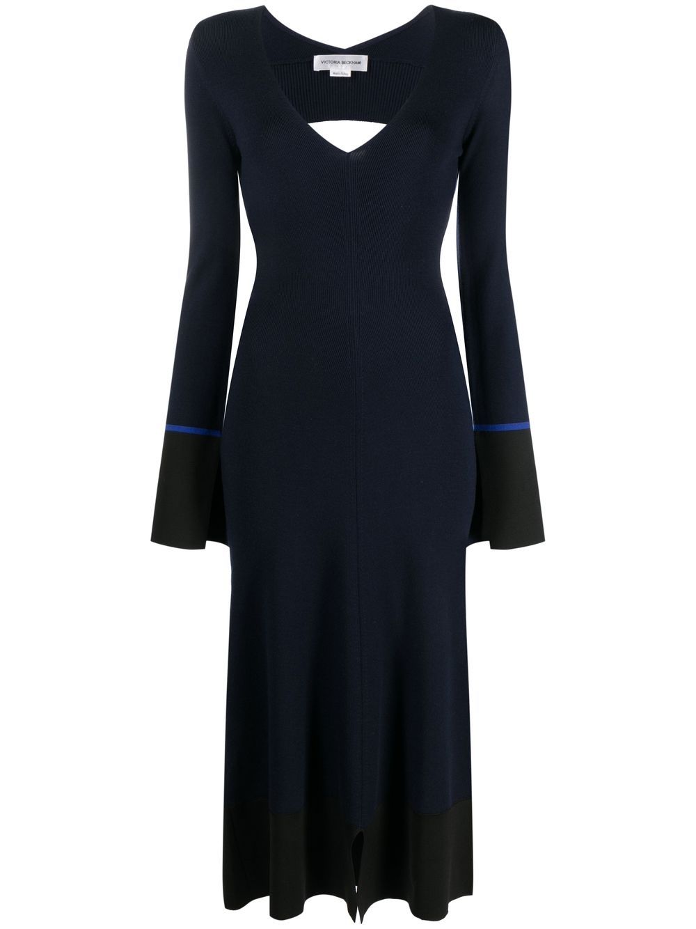 Cut-out knitted midi dress - Blue