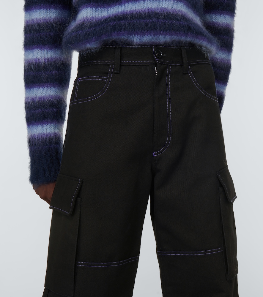 Wide-leg cotton gabardine cargo pants