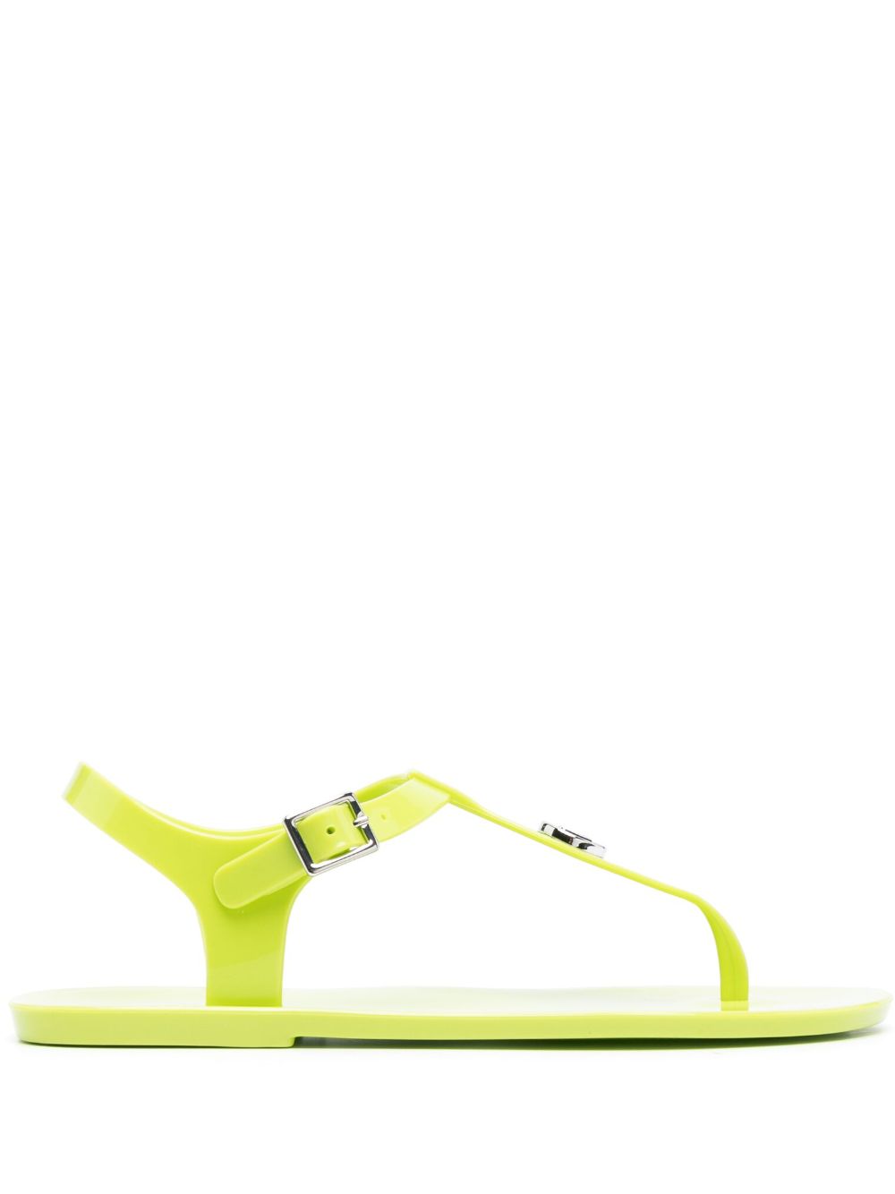 Thong-strap logo plaque sandals - Green
