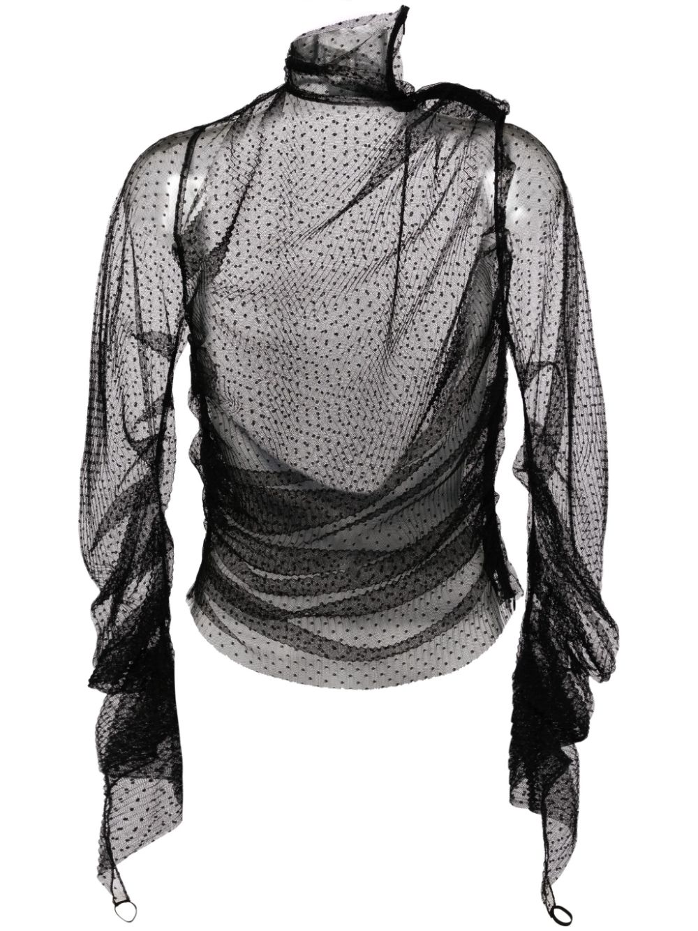 Point-d'esprit tulle top - Black