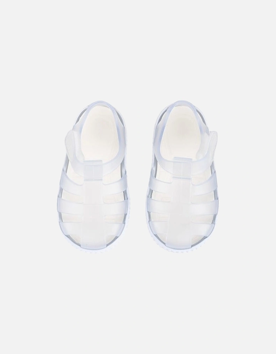 Igor Girl's White Clear Velcro Strap Jelly Sandal