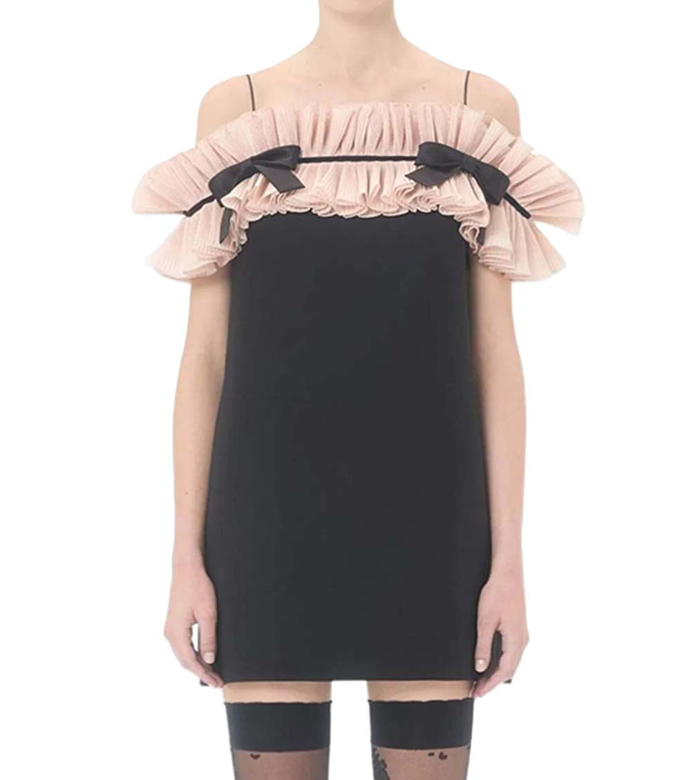 Black Crepe Sleeveless Mini Dress