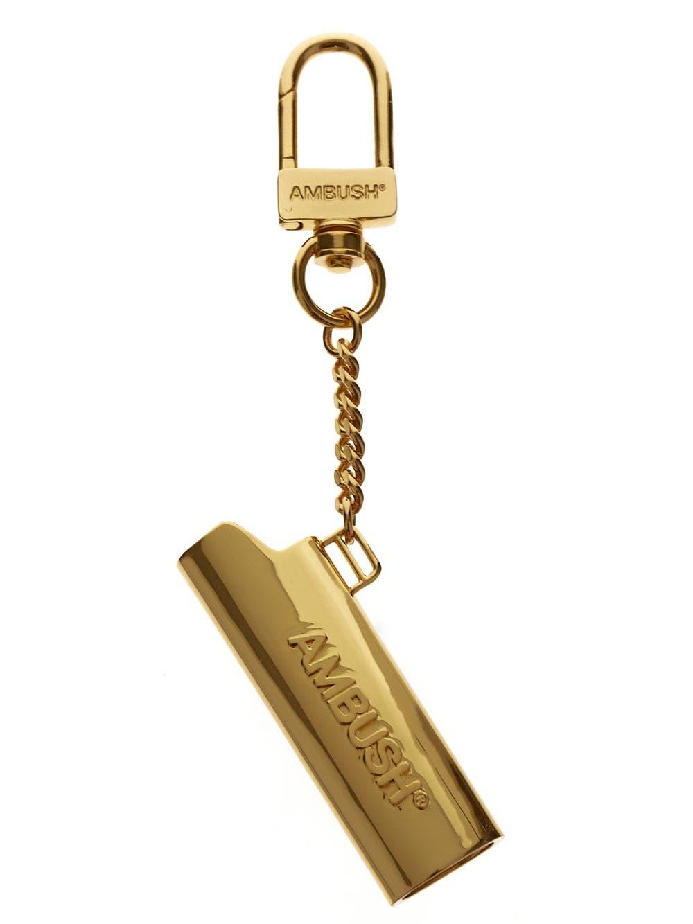 Debossed-logo lighter case key chain - Gold