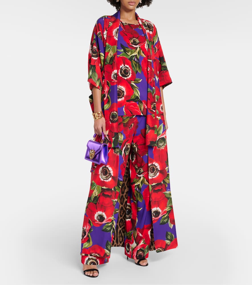 Floral silk robe