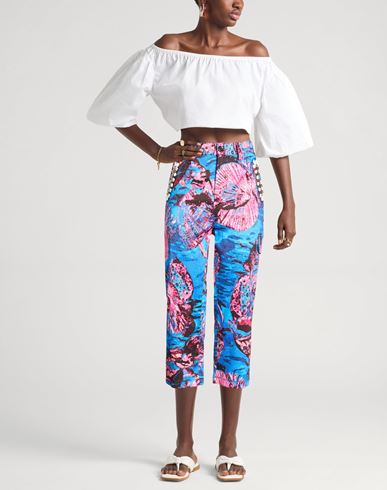 Woman Pants Blue Size 4 Cotton, Elastane