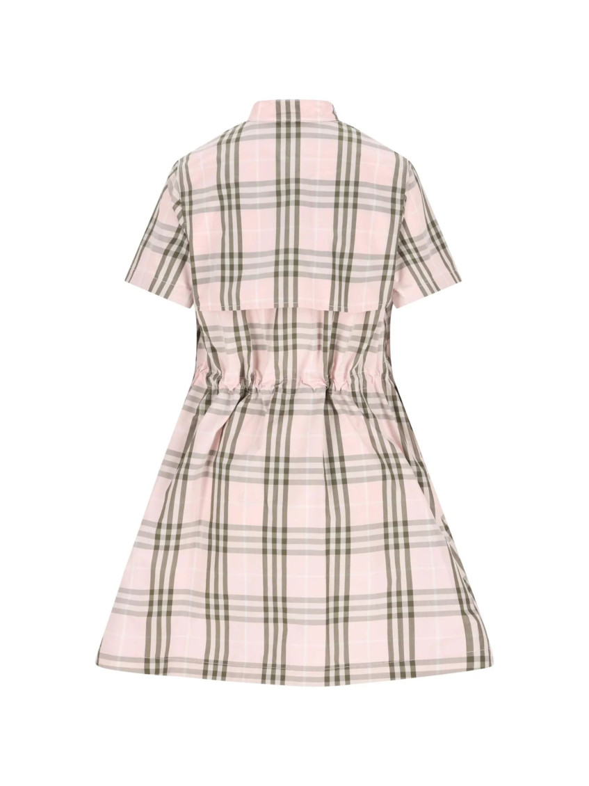 Burberry - short sleeve dress checked pattern drawstring waist