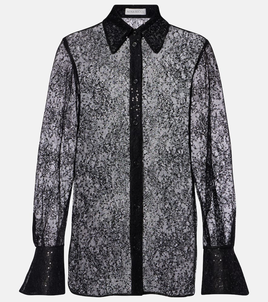 Sequined lace shirt