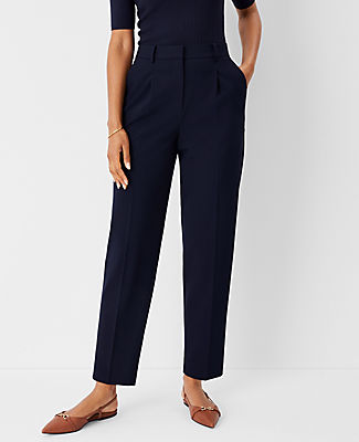 Ann Taylor The High Rise Pleated Taper Pant in Seasonless Stretch