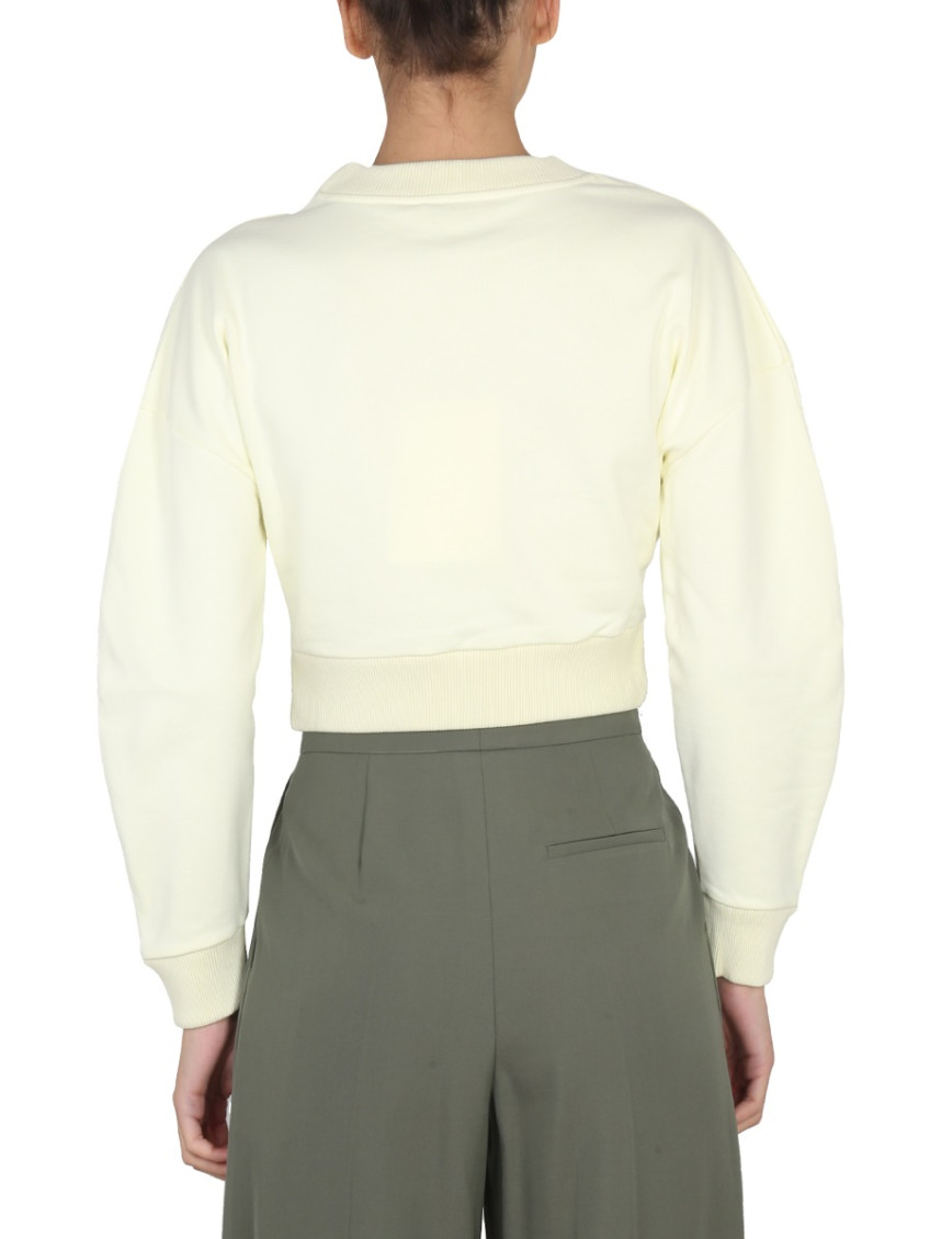 Beige Solid Crew Neck Sweatshirt
