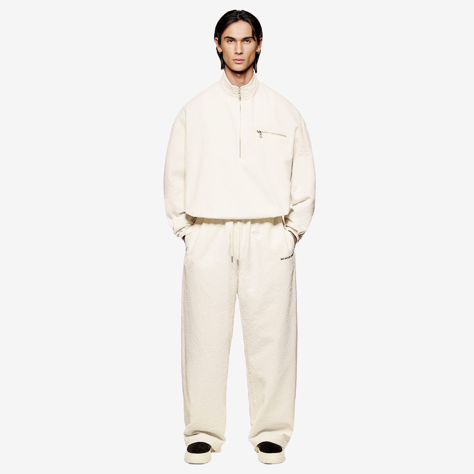 Men's Seersucker Quarter Zip Bone