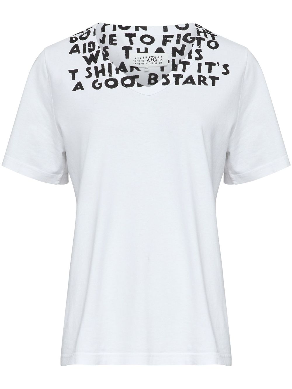 Stamp-Effect Graphic Print T-Shirt — White