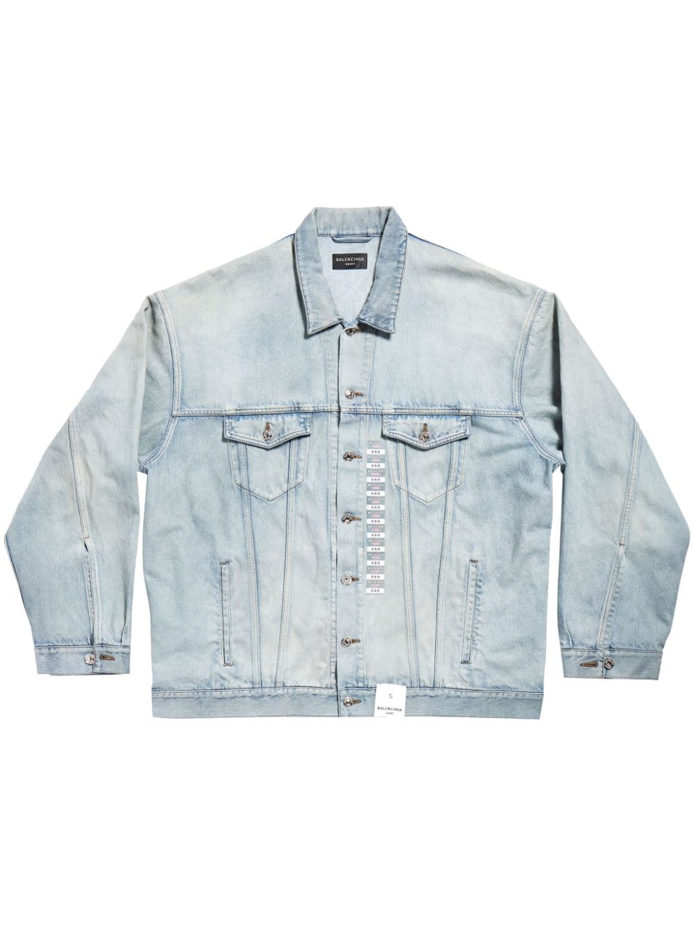 Denim jacket with flap pockets and drop shoulder