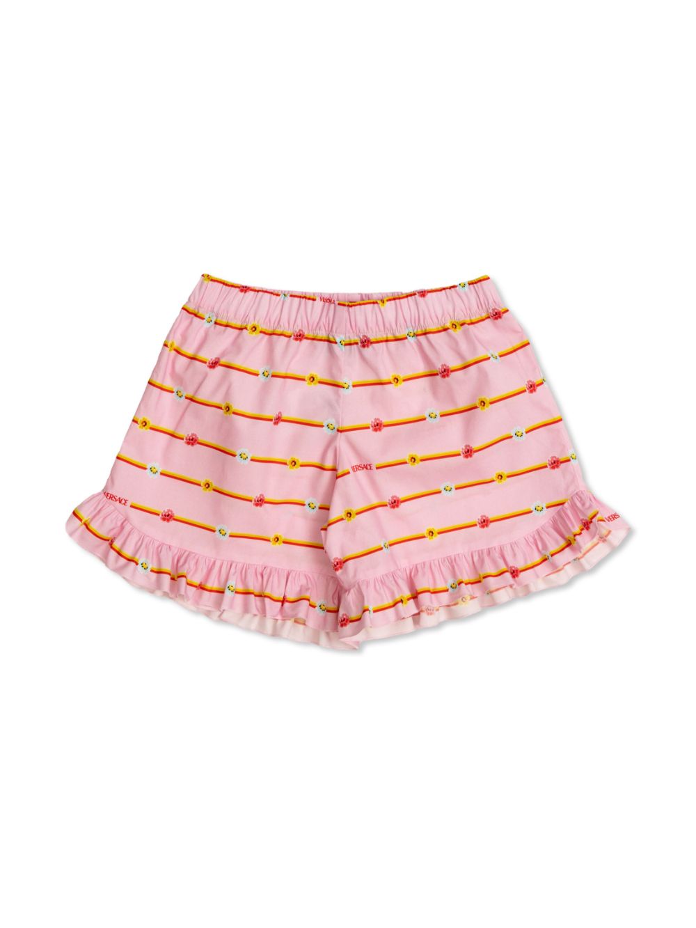 Floral stripe-print shorts - Pink