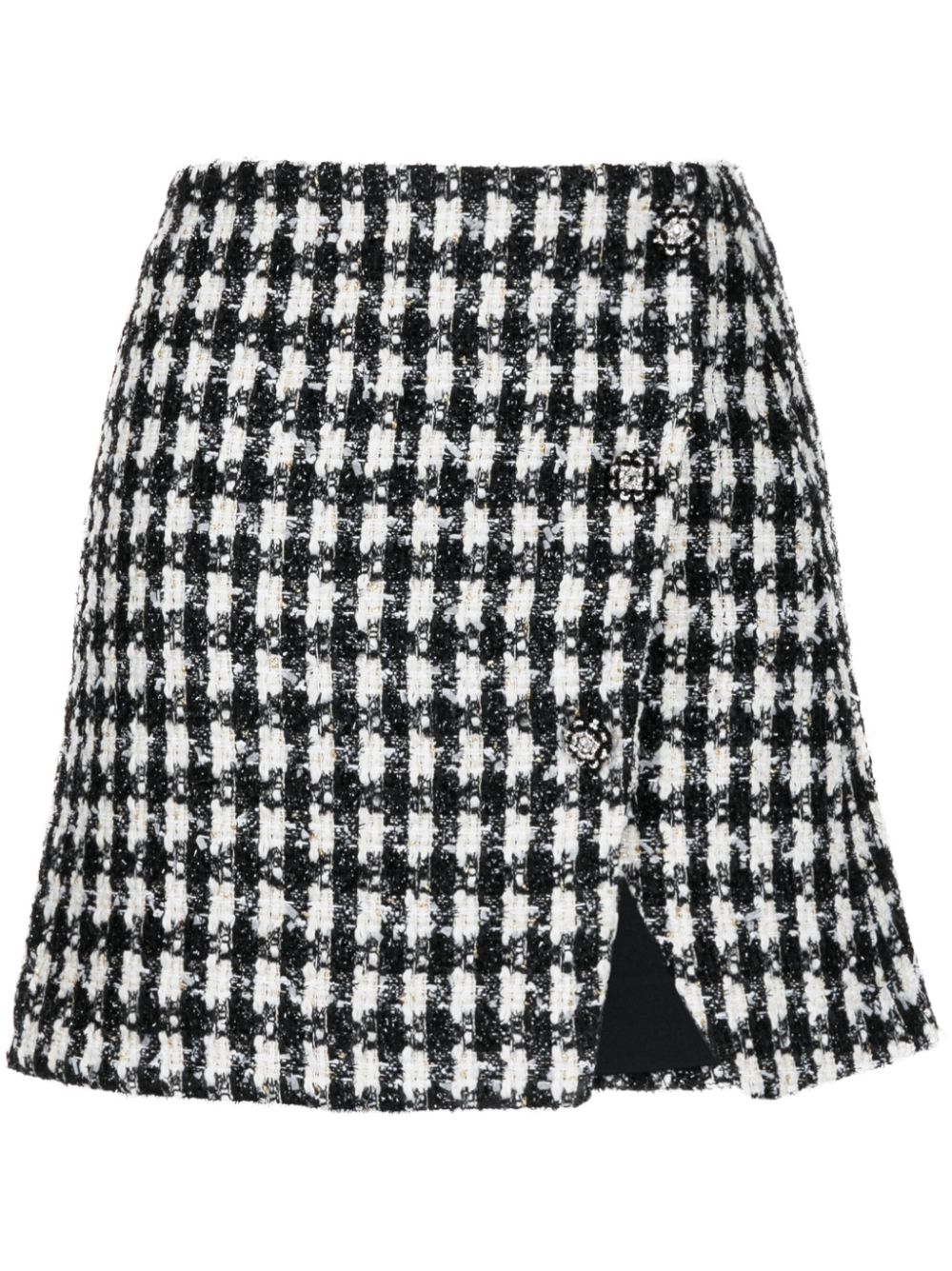 Houndstooth bouclé skirt - Black