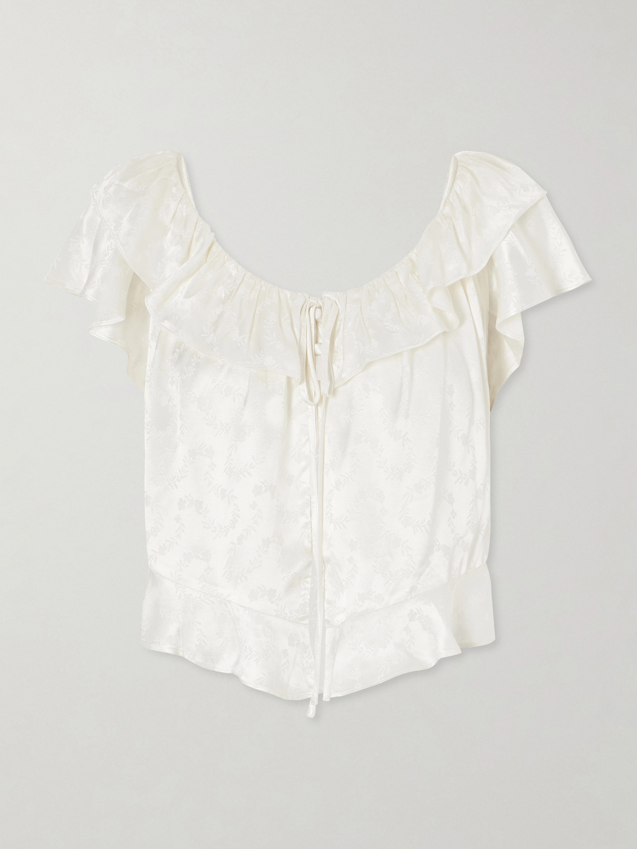 Floriette Ruffled Satin-jacquard Blouse