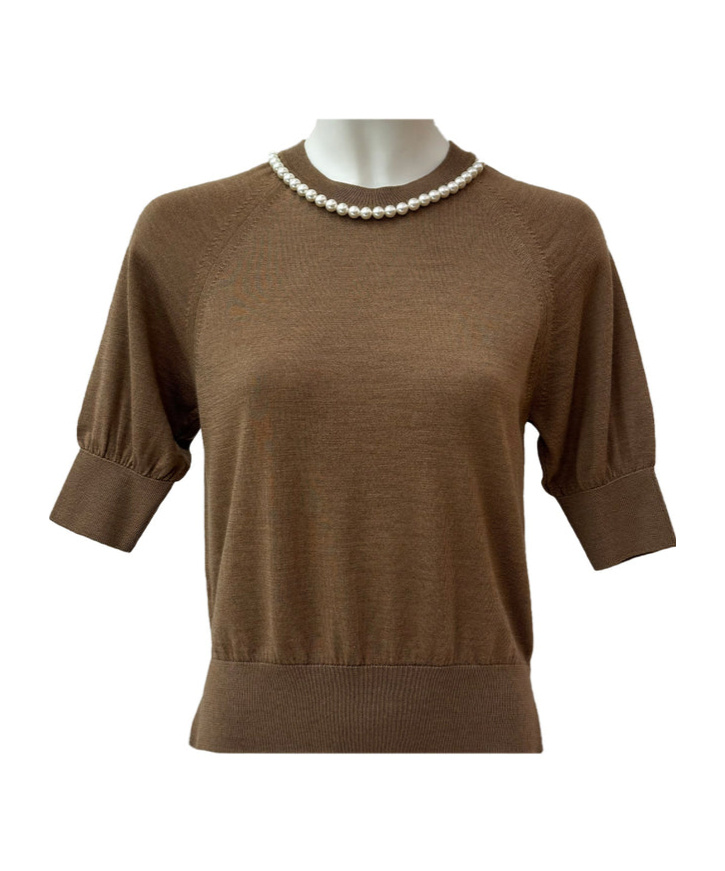 Crew neck short-sleeved sweater