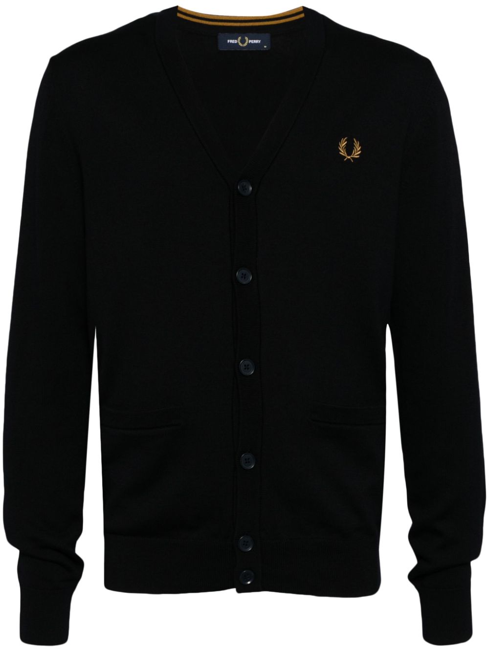 Logo-embroidered v-neck cardigan - Black