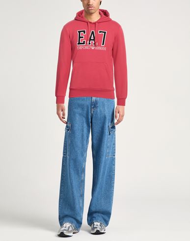 Ea7 Man Sweatshirt Red Size 3XL Cotton, Polyester, Elastane