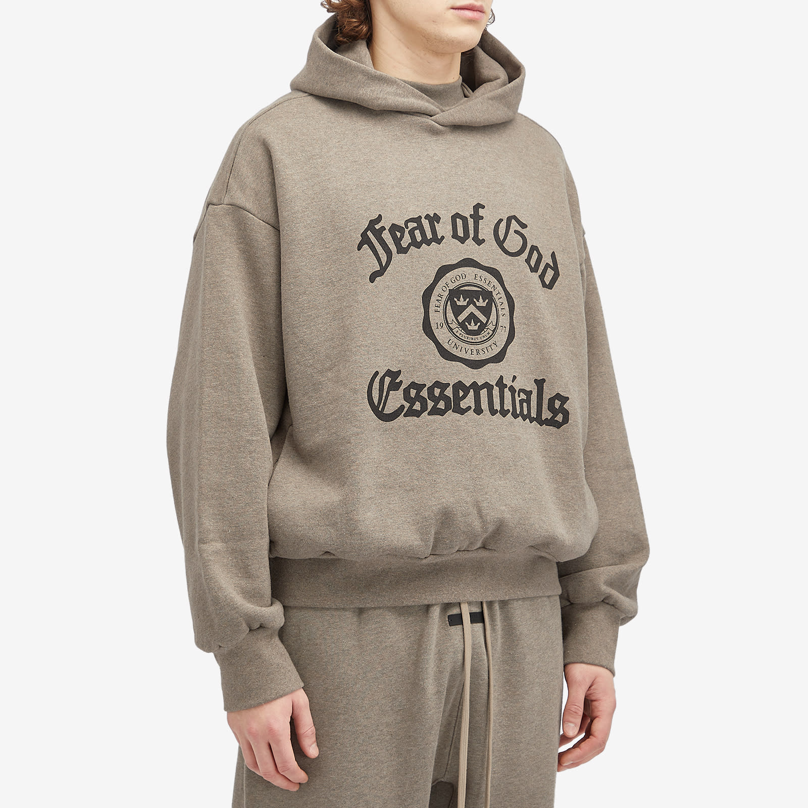Men's Heavy Fleece Vintage Shrunken Hoodie in Heather Grey