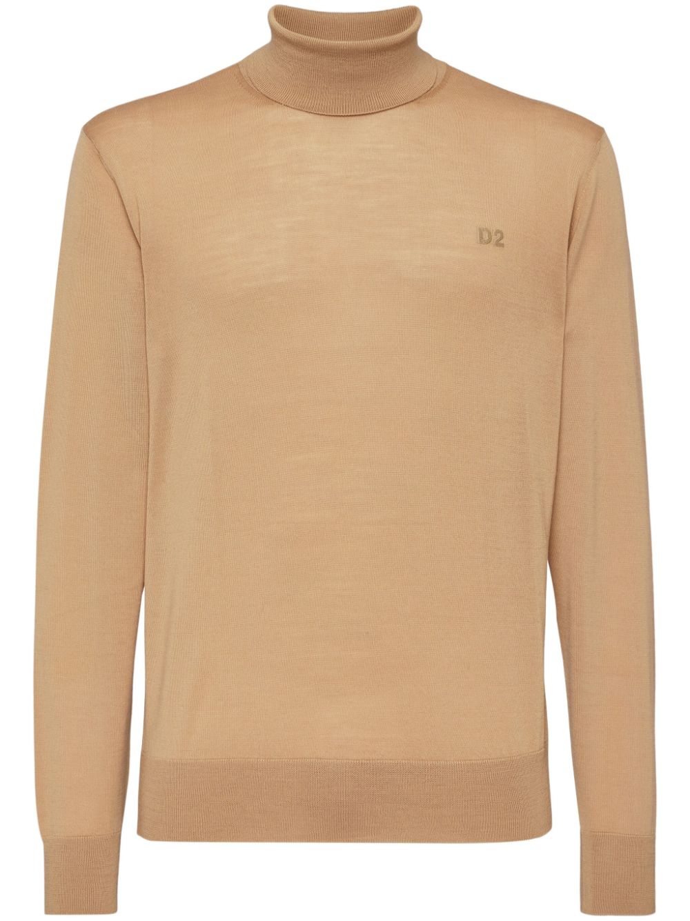 Embroidered-logo ribbed jumper - Neutrals