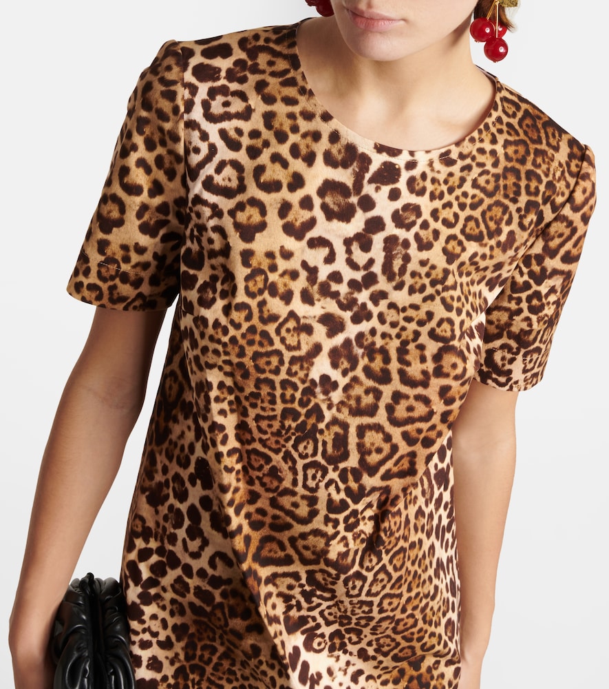 Leopard-print cotton-blend minidress