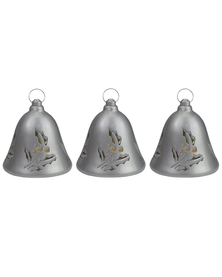 Northlight Set of 3 Musical Lighted Silver Bells Christmas Decorations 6.5in