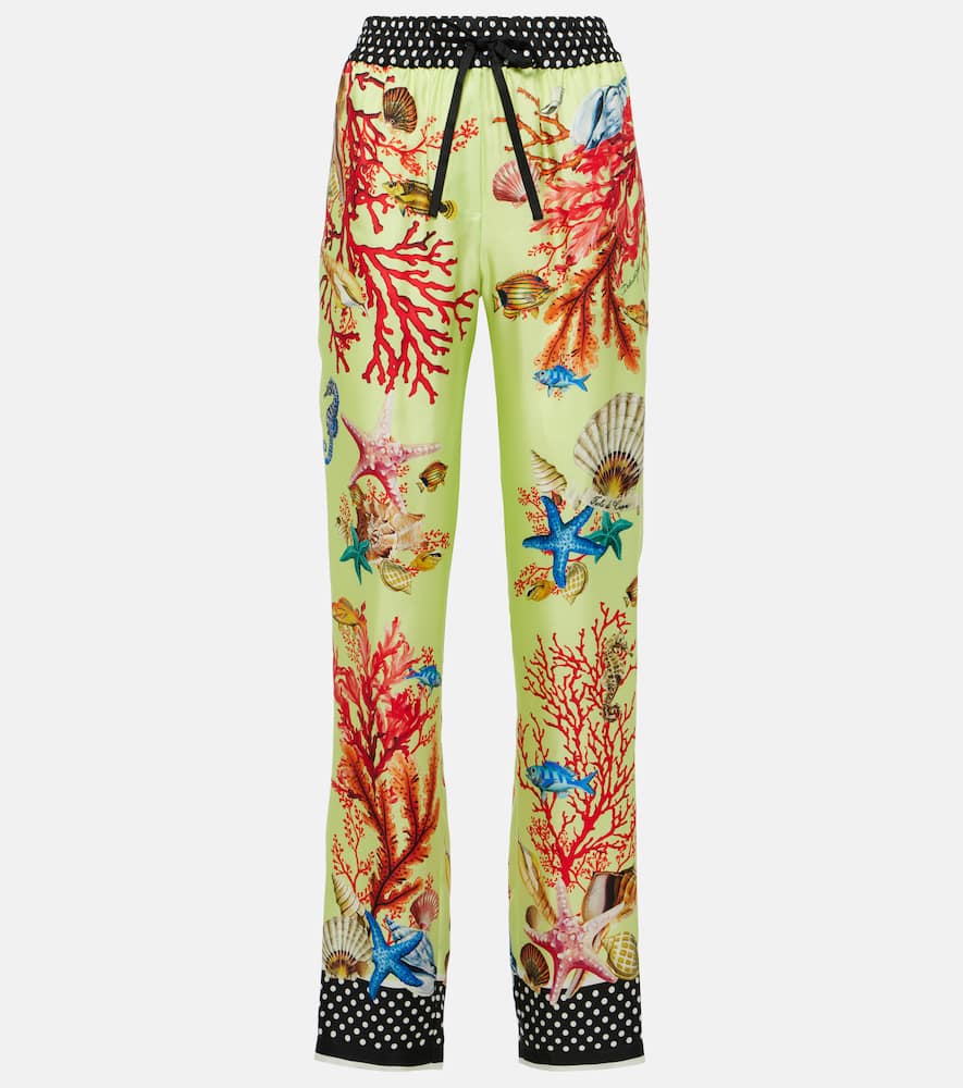 Capri printed silk tapered pants