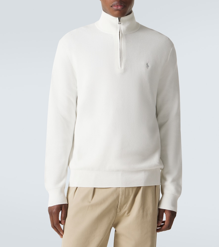 Logo cotton half-zip sweater