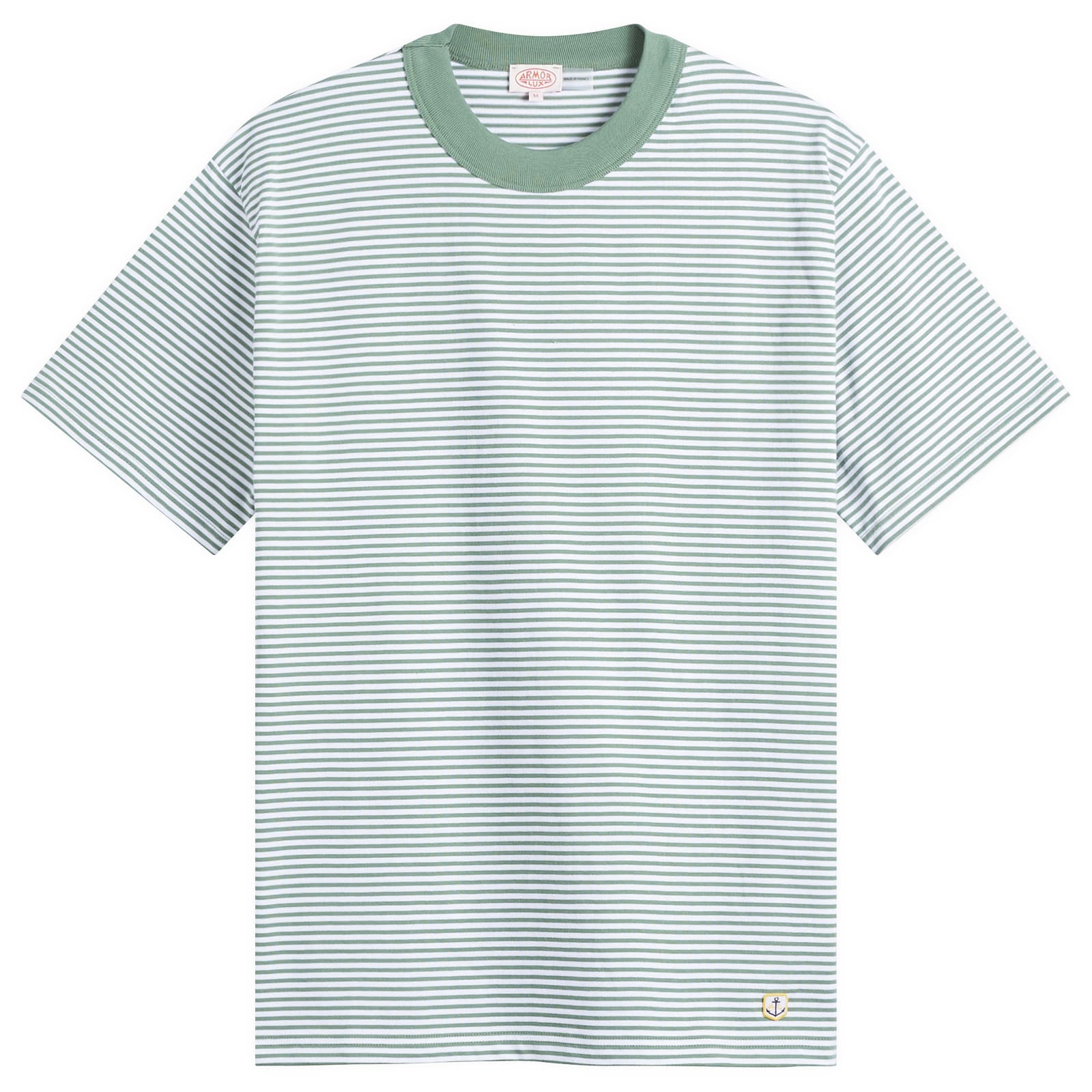 Men's Fine Stripe T-Shirt in Ivy/Blanc