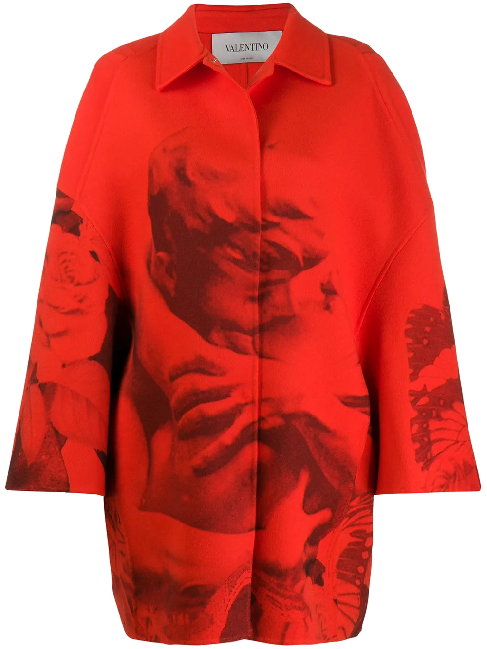 Lovers Print Oversized Coat — Red