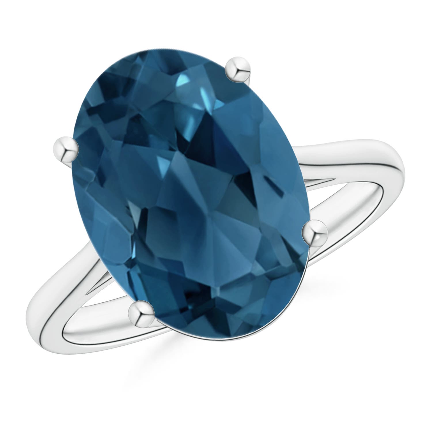 Angara 7.2 Carats Oval Solitaire London Blue Topaz Cocktail Ring in Platinum
